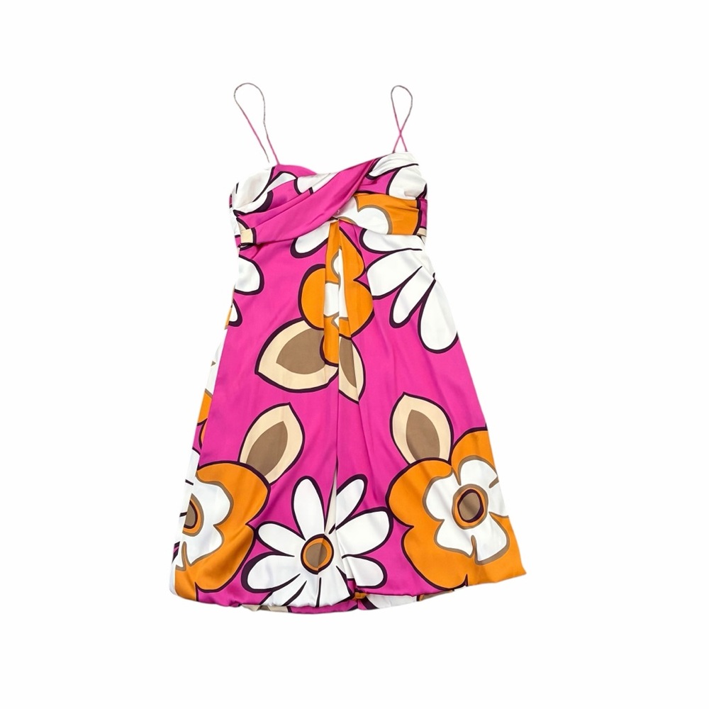 Vintage Cache Mini Dress Retro Flower Print Bubble Hem 2